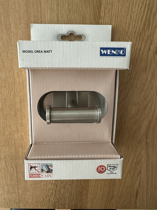 Cuier baie Wenko Orea Matt, otel inoxidabil, argintiu periat mat, nou