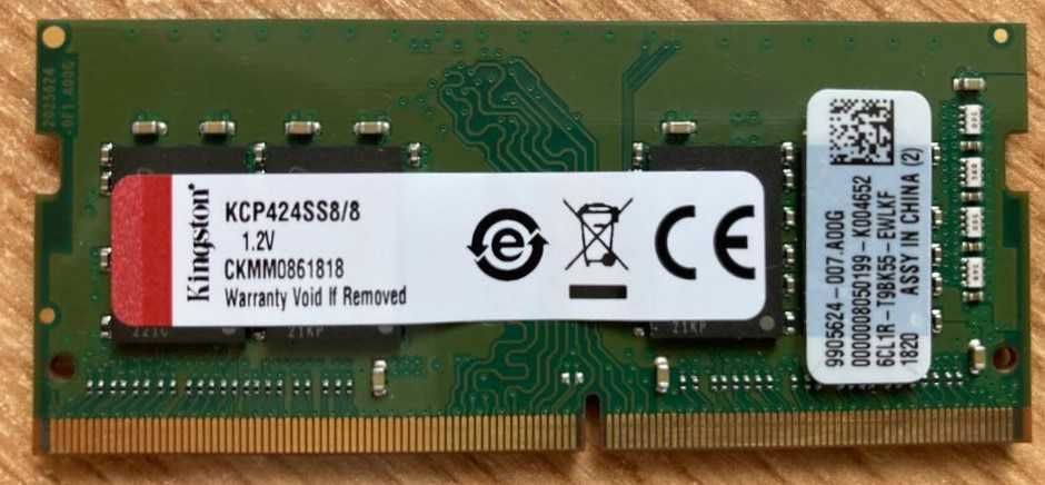 Memorie ram laptop 8GB DDR4 1Rx8 2400T - Kingston - 100 lei
