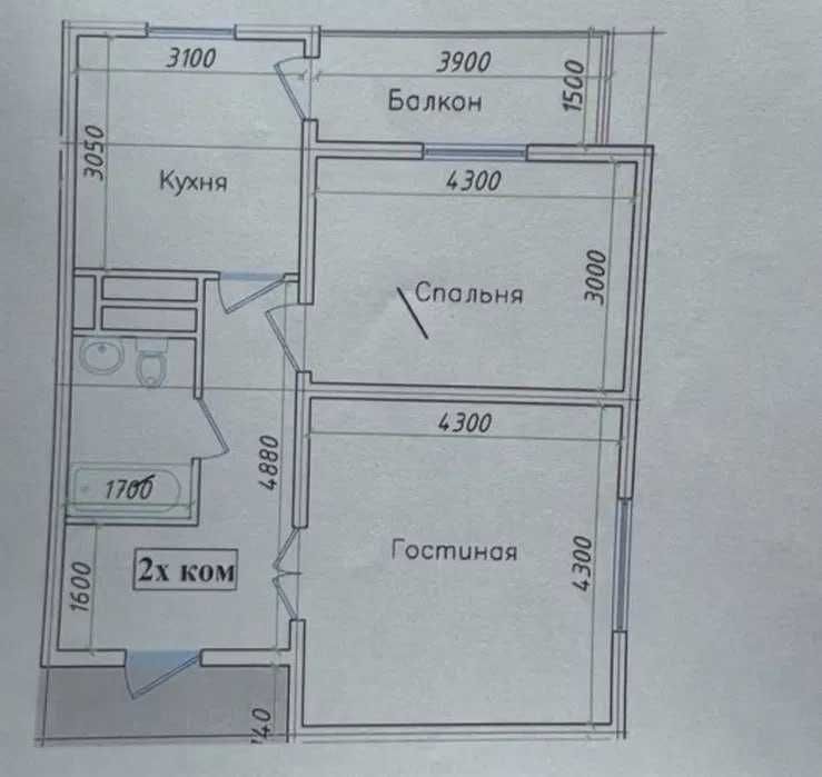 Продам 2х комнатную квартиру с кадастром в новостройке Baku Residence