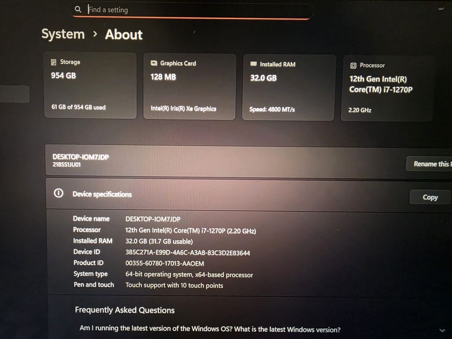 Laptop Lenovo T14s Gen 3 i7-1270P 32Gb DDR5 1Tb SSD NVMe Touch-screen