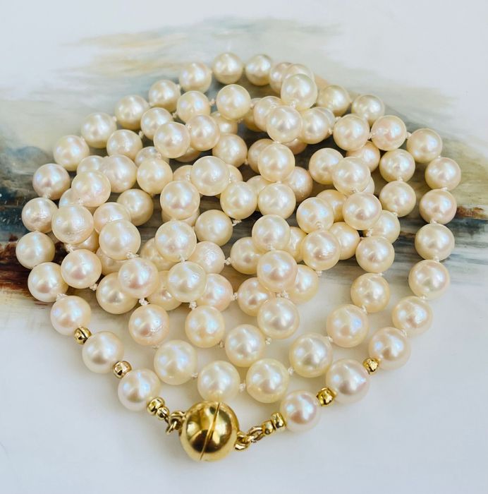 Огърлица  истински  перли сребро 925