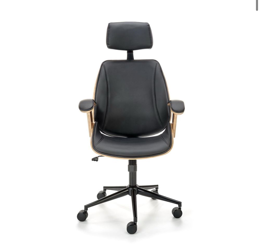 Scaun birou de lux NOU piele si lemn de nuc tip Eames cu GARANTIE
