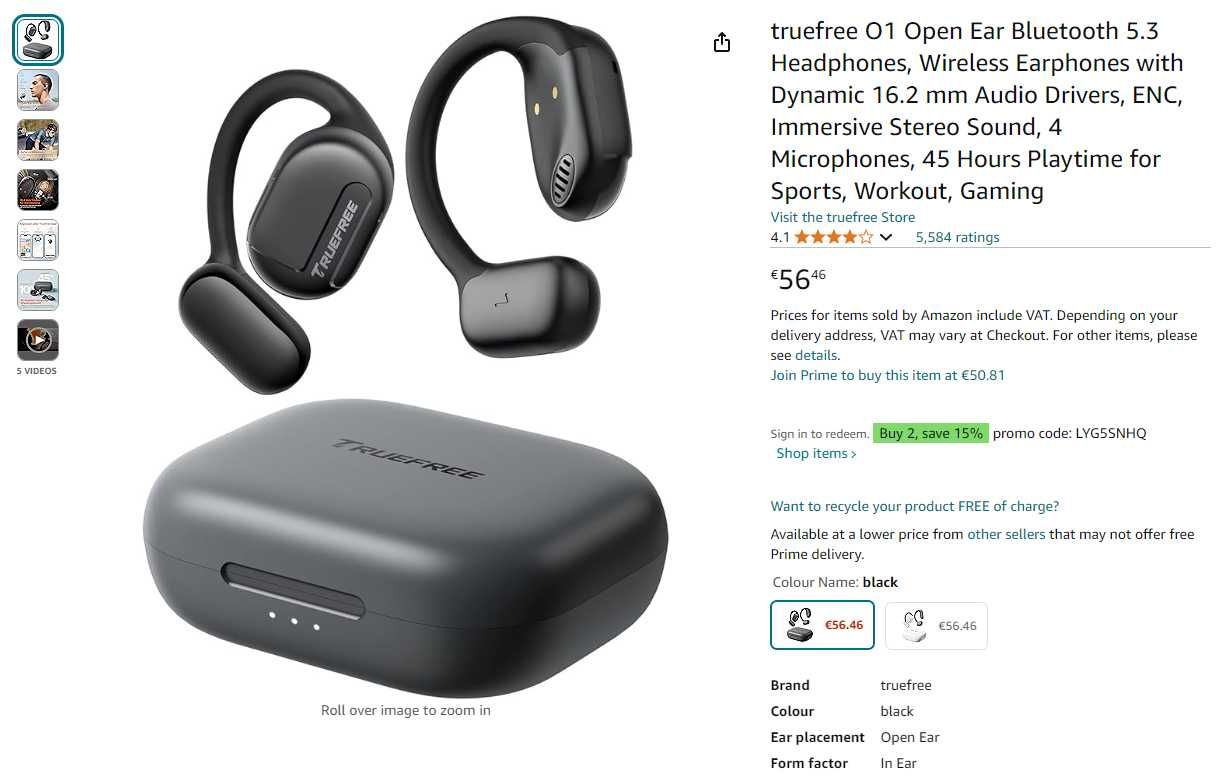 Безжични слушалки - TrueFree O1 - Bluetooth