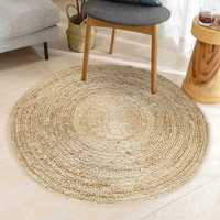 Кръгъл килим от юта 150см Бохо стил Естествени растителни влакна