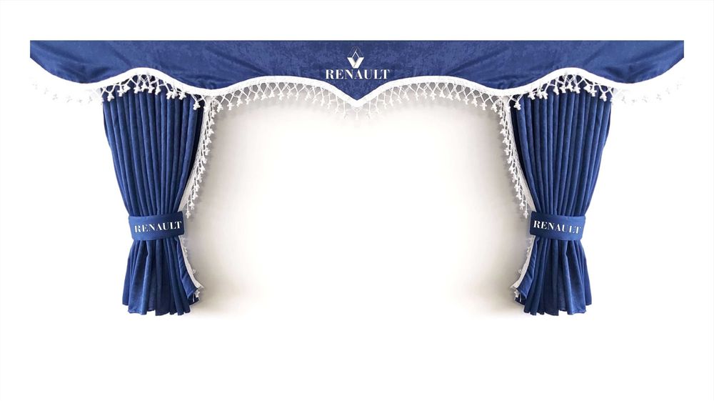 Комплект пердета за камион + кукички сини с бели пискюли