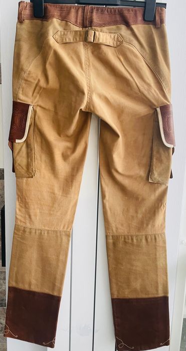 Pantaloni cu inserții piele naturala Ralph Lauren