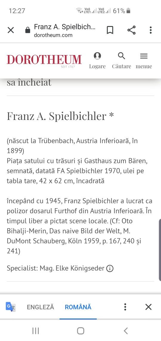 Tablouri de colectie Franz A Spielbichler.