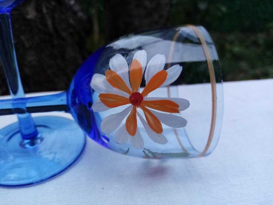 Сервиз за ракия - синьо стъкло