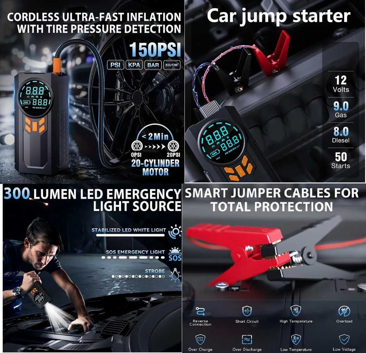 Redresor Starter auto pompa umflat roti powerbank profesional lanterna