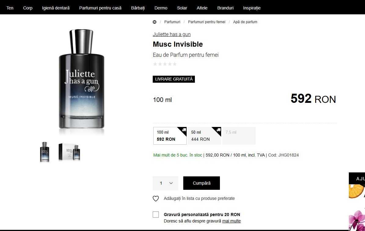 Vand parfum Juliette has a gun - musc invisible