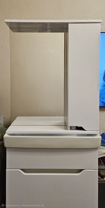 Тумба с раковиной, зеркало со шкафчиком (комплект для ванной)