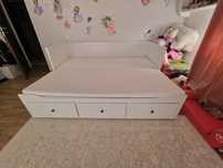 Daybed IKEA alb cu 3 sertare – cadru + saltea inclus