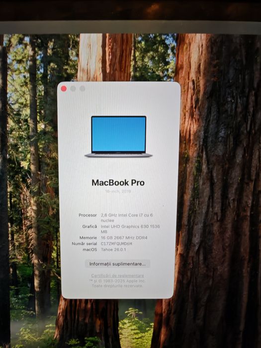 Laptop Apple Macbook Pro i7 16inch din 2019