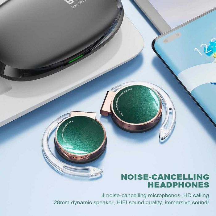 Căști On Ear Bluetooth 5.3,clips pe ureche,4 microfoane,BEVCEFCC BT-X
