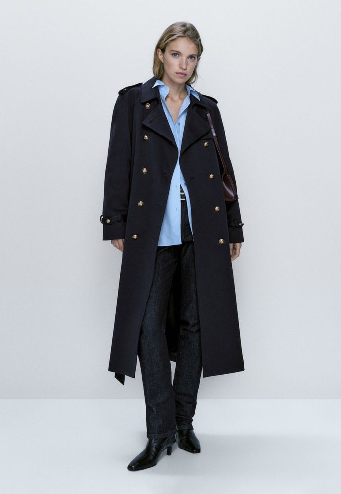 Trench bleumarin Massimo Dutti