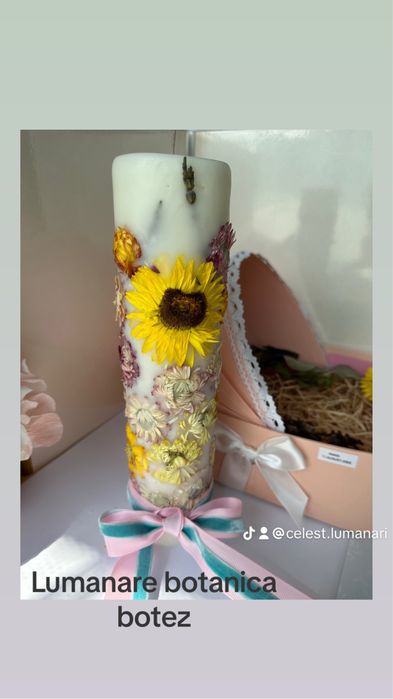 Lumanari botanice 3D ceara de soia marturii/ nunta/ botez/ evenimente