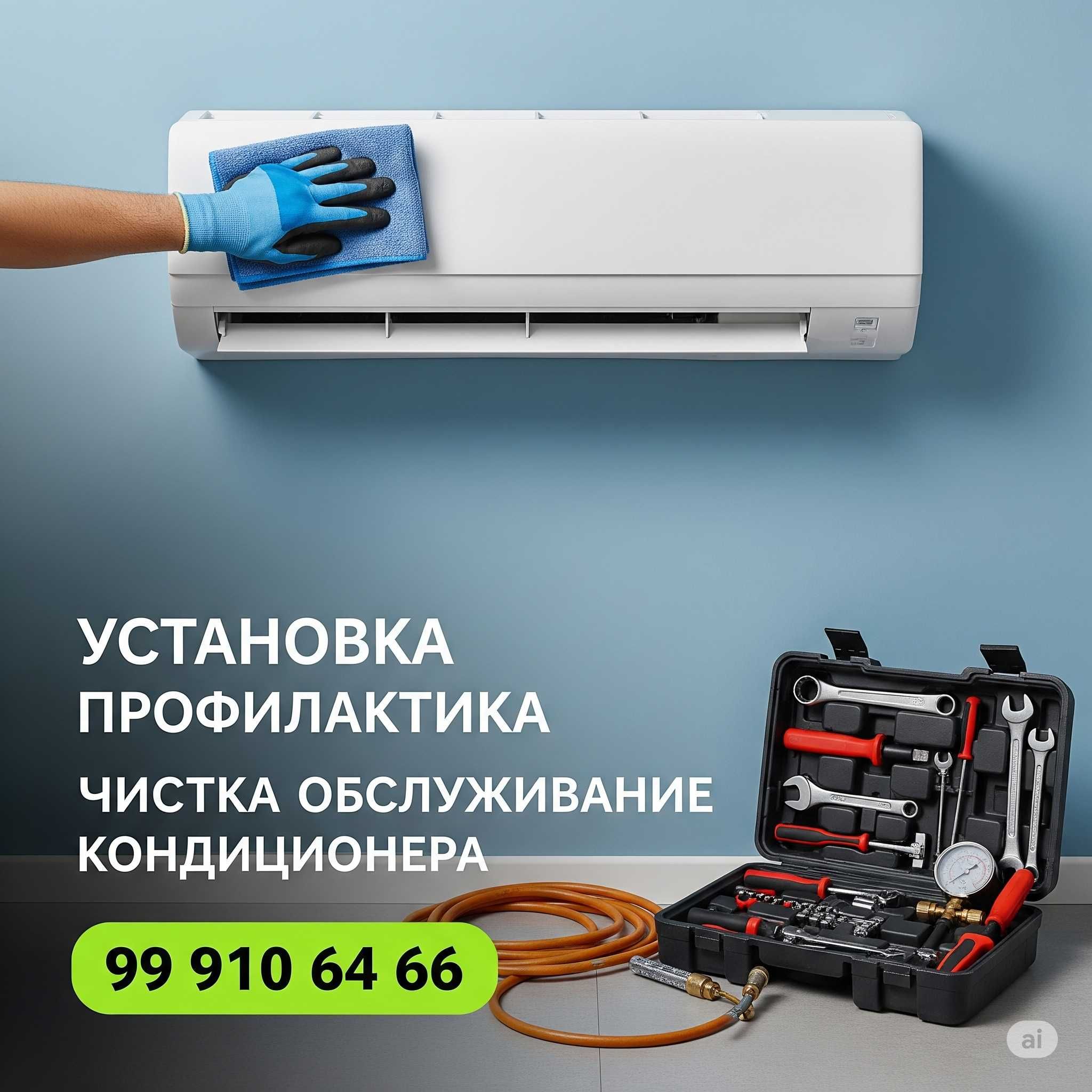 Установка профилактика чистка обслуживание кондиционера