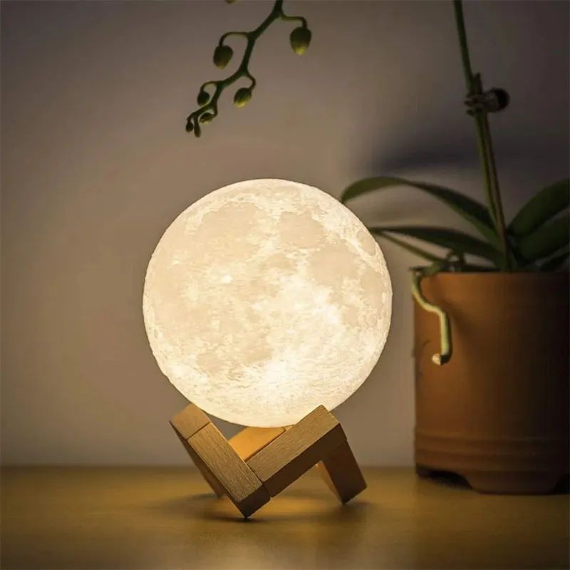 3 D Moon Lamp  Зарядкали симсиз Ой куринишидаги