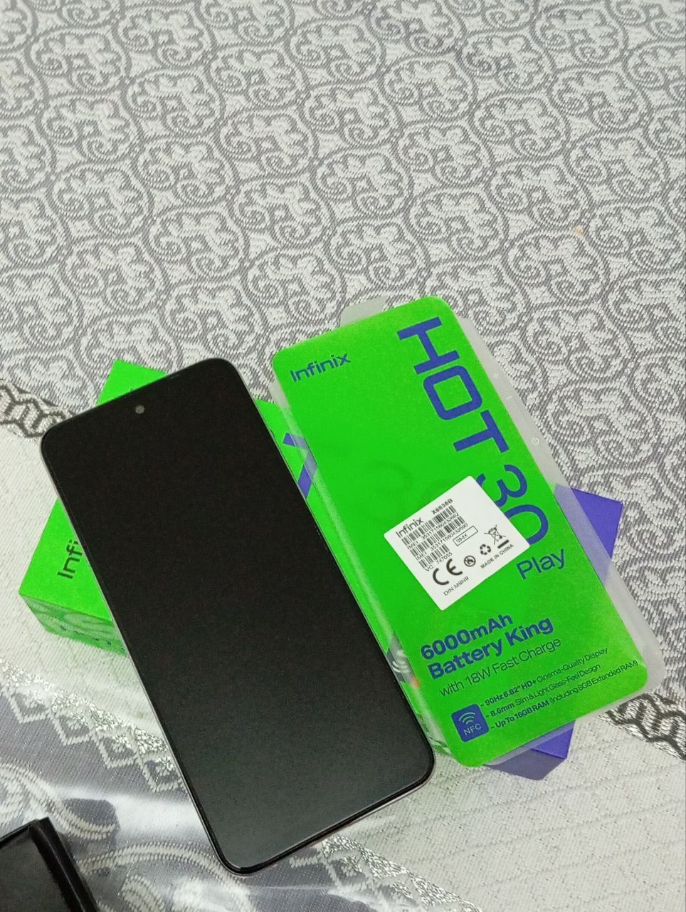 Infinix HOT 30Play. Network:4G/3G/2G. Memory:128GB+8GB(UP TO 16GB)