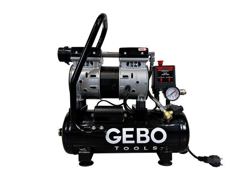 Безшумен компресор с намален шум без масло 9 л gebo tools