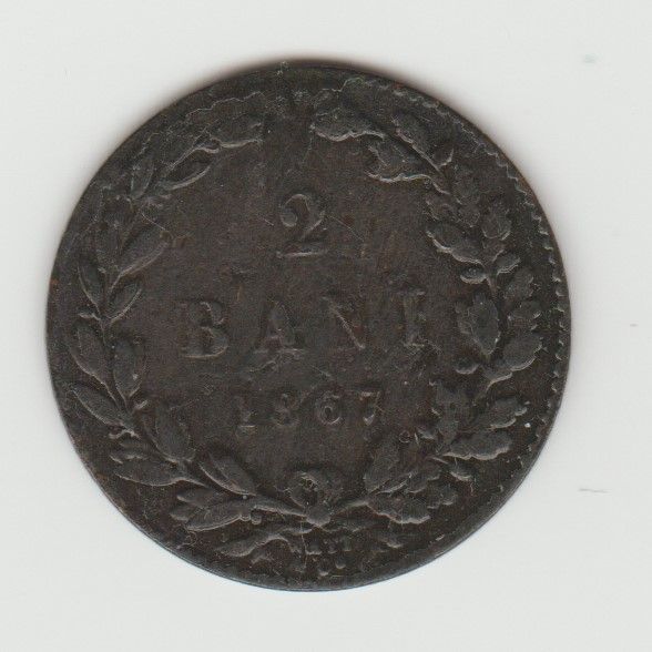Moneda 2 bani 1867 Watt & Co -31-