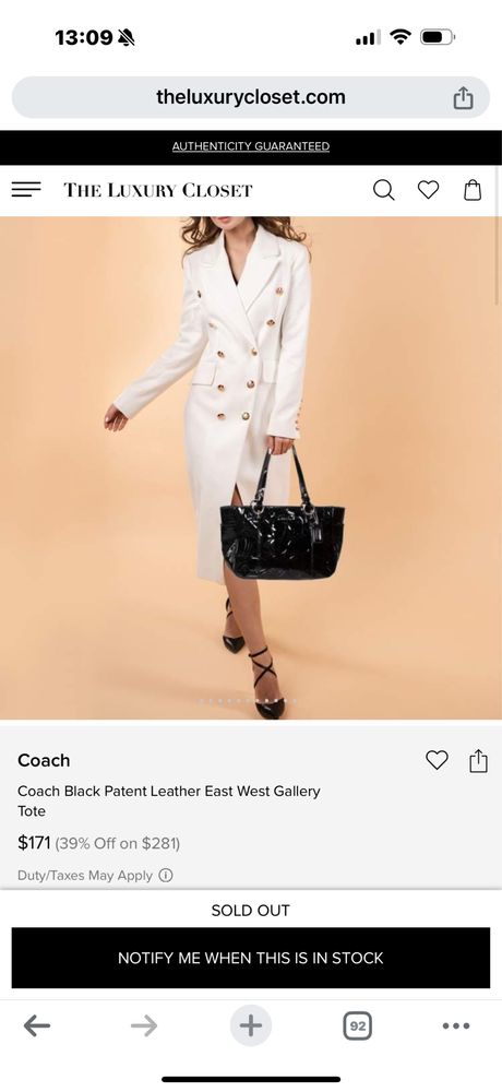Ориг. Дамска чанта Coach кожа