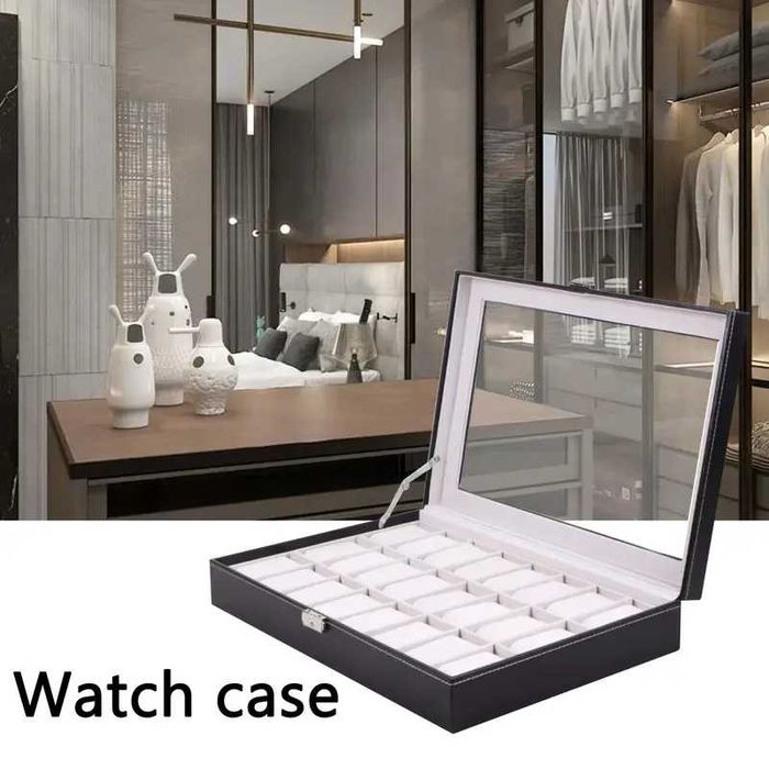 голяма лукс кутия за съхранение и презентация на 24 броя часовници