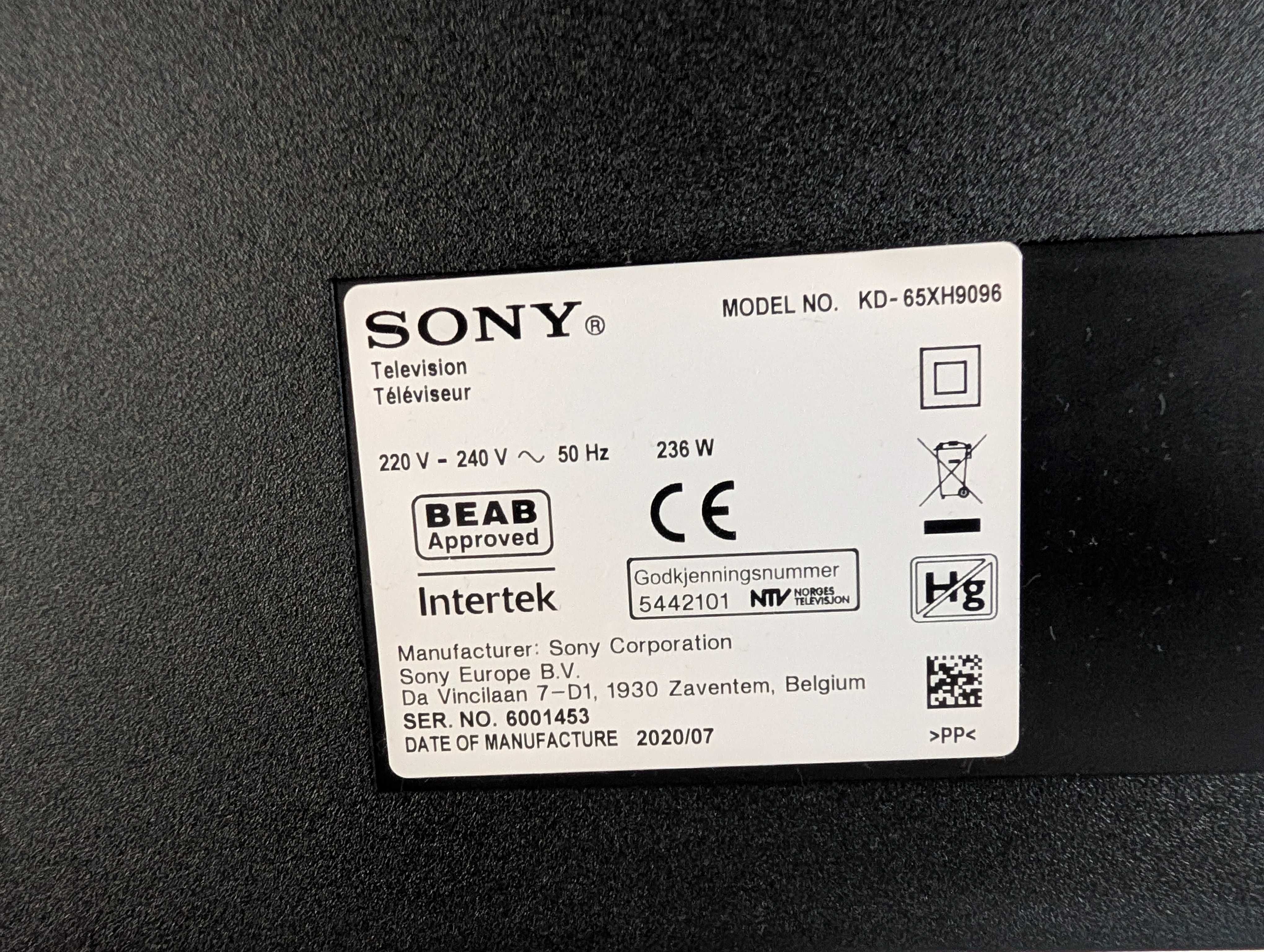 Sony 65 инча телевизор XH9096 (X900H) 120Hz Full Array LED