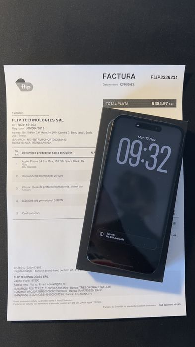 Iphone 14 Pro Max BLACK Full Box + 8 huse