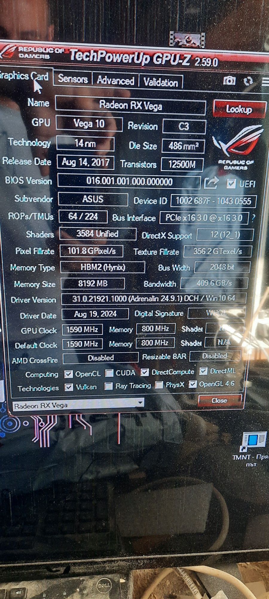 ASUS AREZ Strix RX Vega 56 8GB HBM2