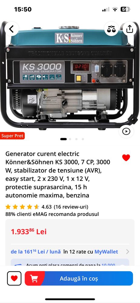 Generator curent 3KW