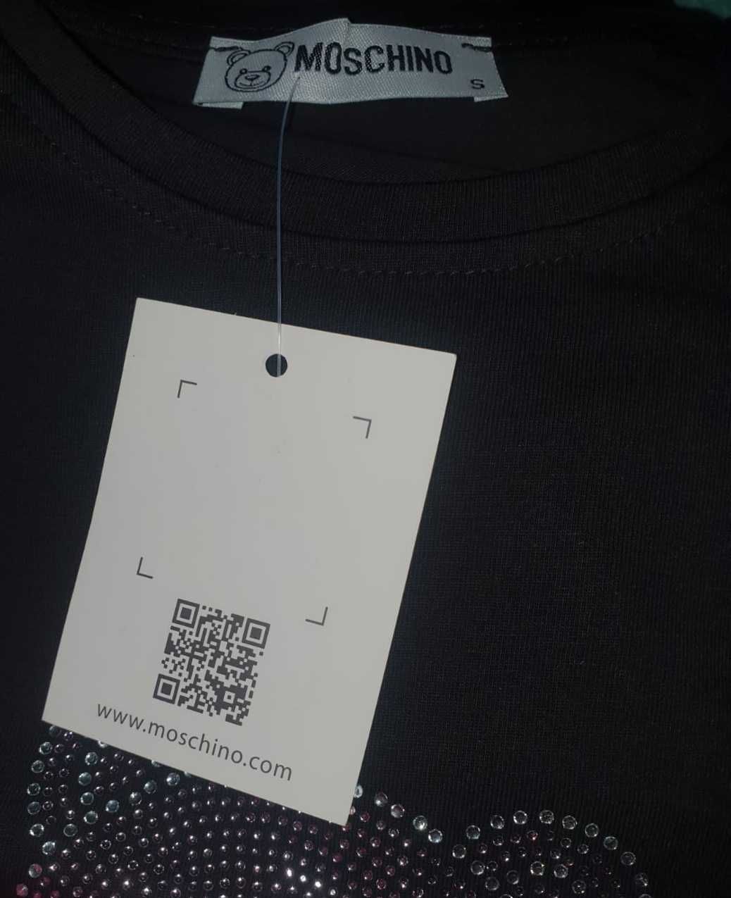 Tricou dama negru Moschino cu cristale masura Medium calitate code QR