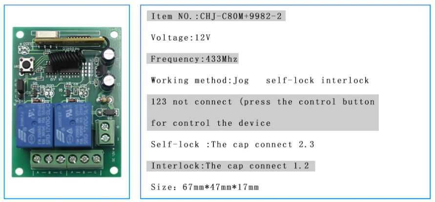 Releu Telecomanda 5-12-24-30-48-60V 2 canale automatizari usi porti
