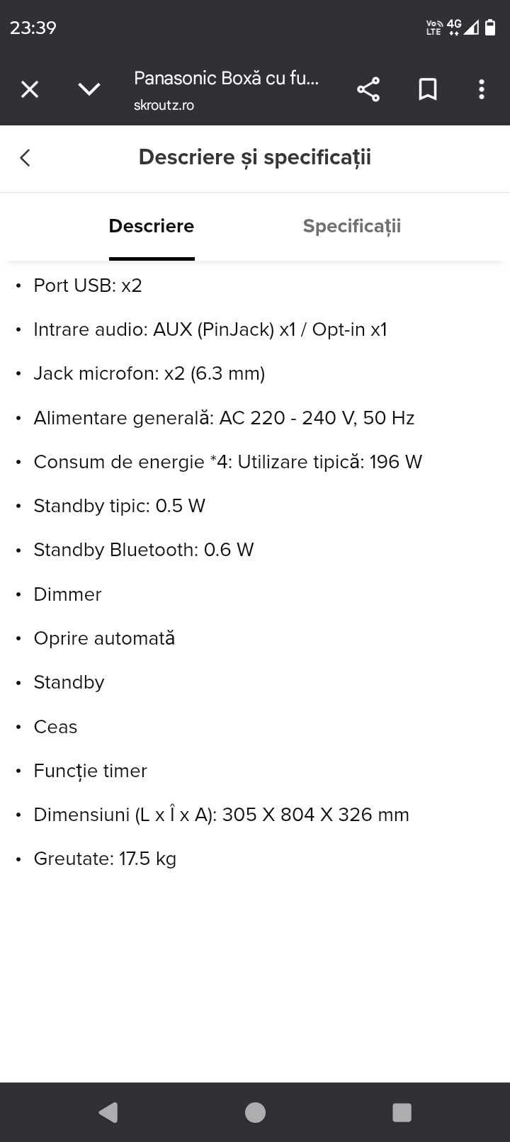 Boxa activa Panasonic 1200w