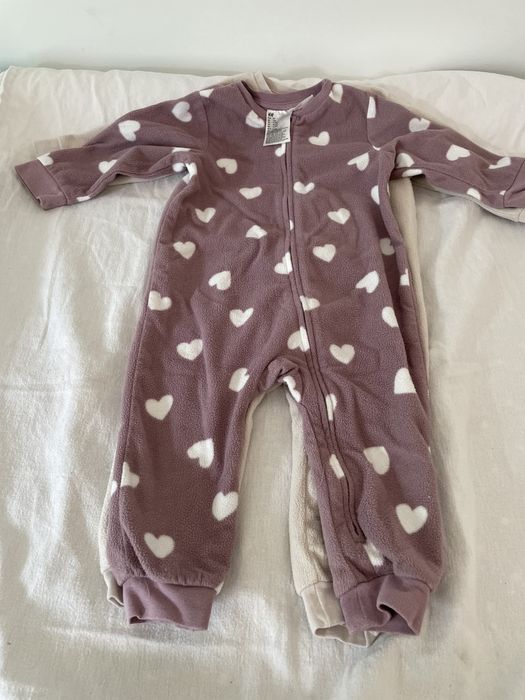 2 pijamale salopeta din fleece cu fermoar H&M