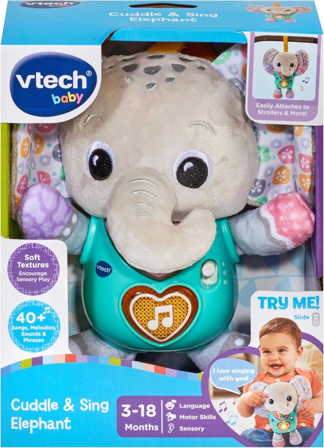 VTechBaby Интерактивна бебешка играчка слонче със светлини, цифри