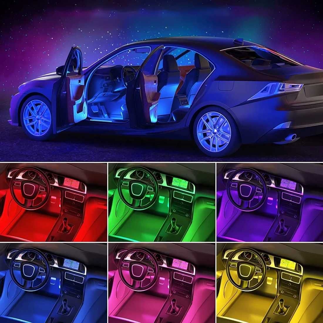 Интериорно 48 LED амбиентно осветление за автомобил 12V.