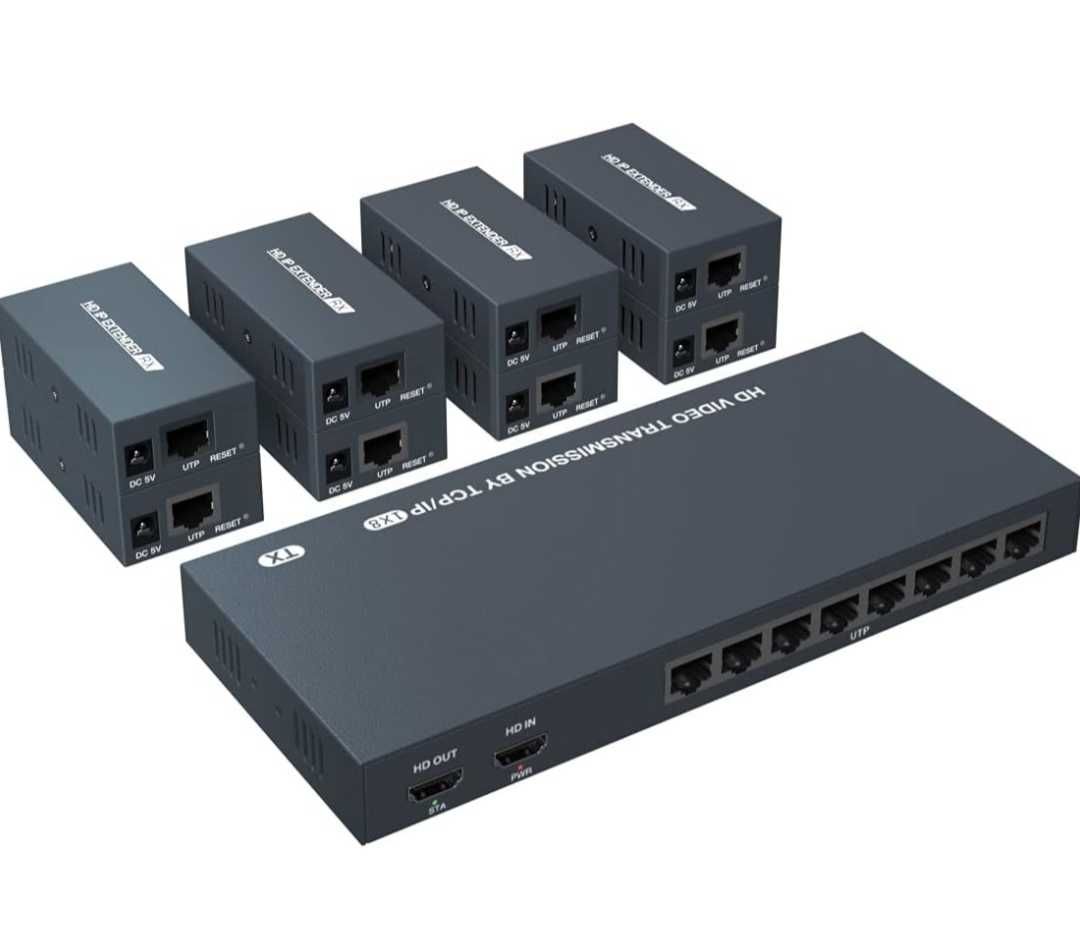 Сплитер удължител 1x8 150m HDMI Audio Video Cat5e/6/7 Ethernet PWAYTEK
