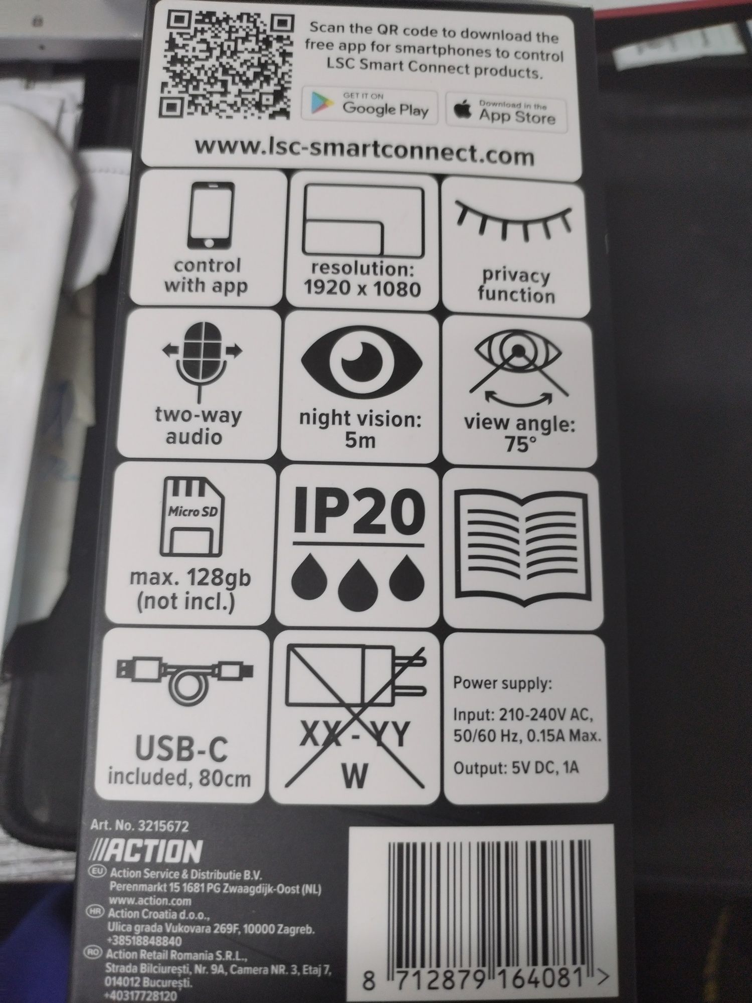 LSC Smart Connect смарт камера, Full HD, USB-C, Wi-Fi, 5 м