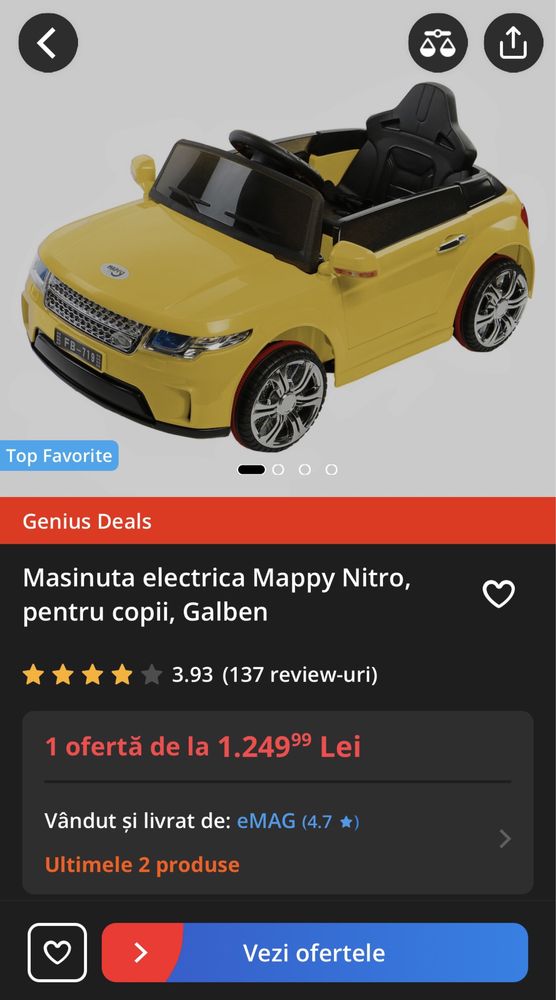 Masinuta electrica Mappy Nitro, pentru copii