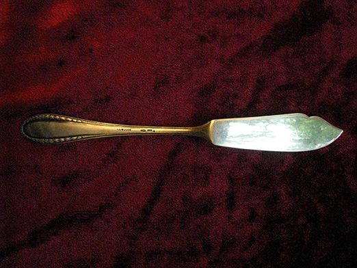 Нож-лопатка серебро (послевоенный, проба 800, клеймо - голова рабочего