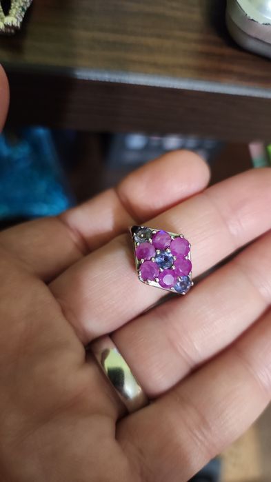 Inel superb argint și pietre naturale