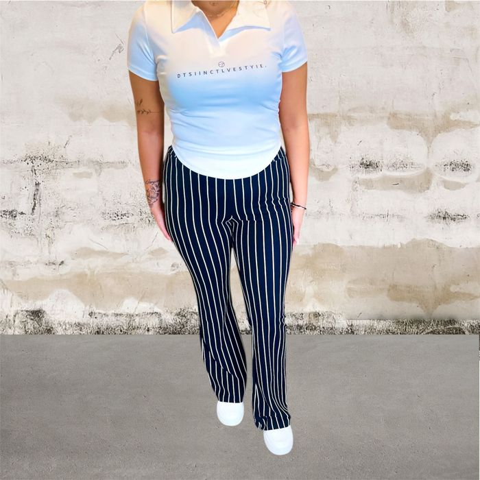 Панталон на райета за всеки сезон с широк крачел