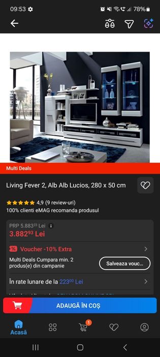 Se vinde living fever 2 alb , alb lucios