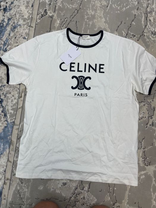 Tricou Celine Paris – Alb cu detalii negre