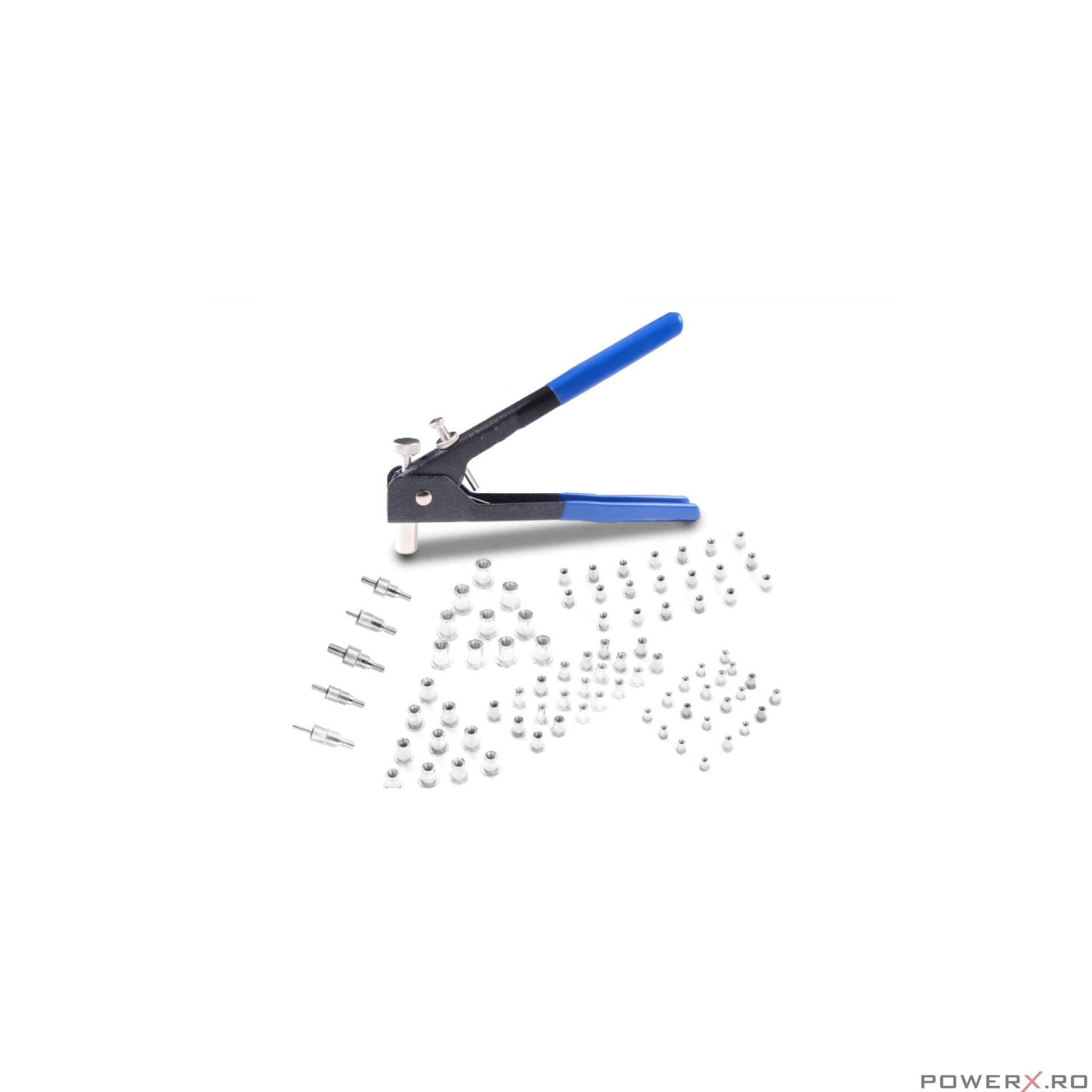 Set pistol cleste de nituit pentru piulite M3-M8,106 piese Silver