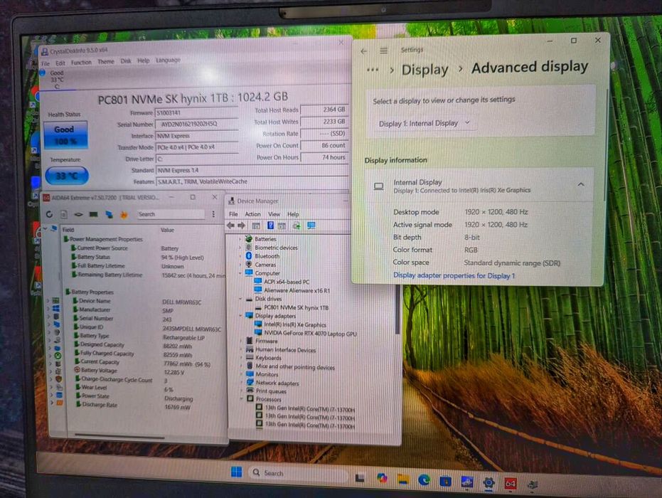 Alienware x16 R1, 13700h, 4070, 16gb, 1t, like new