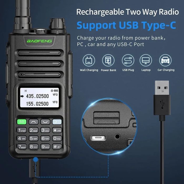 Baofeng walkie talkie UV13 PRO Acumulator cu USB TIP-C, M-13