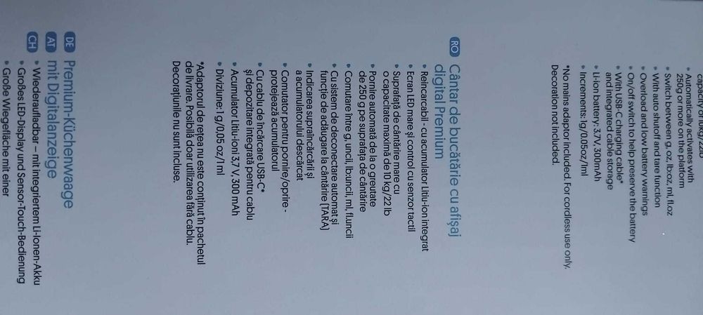 Cantar bucatarie cu USB ,nou sigilat