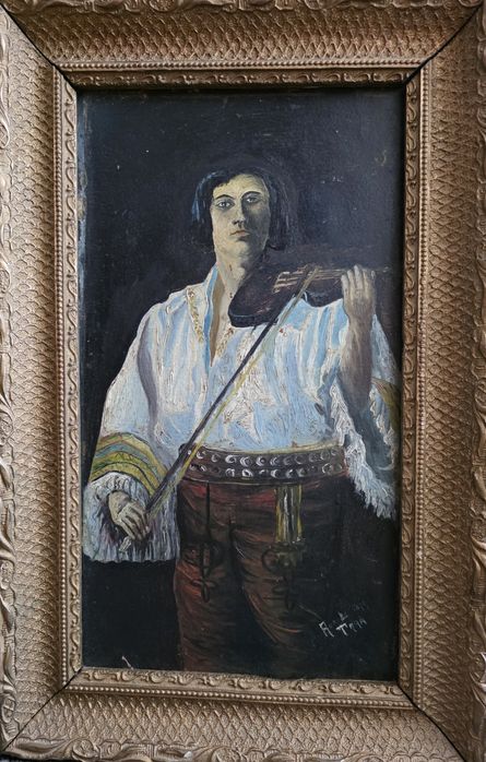 Tablou vechi "Haiduc cu Vioara", pictor Aurel Tara